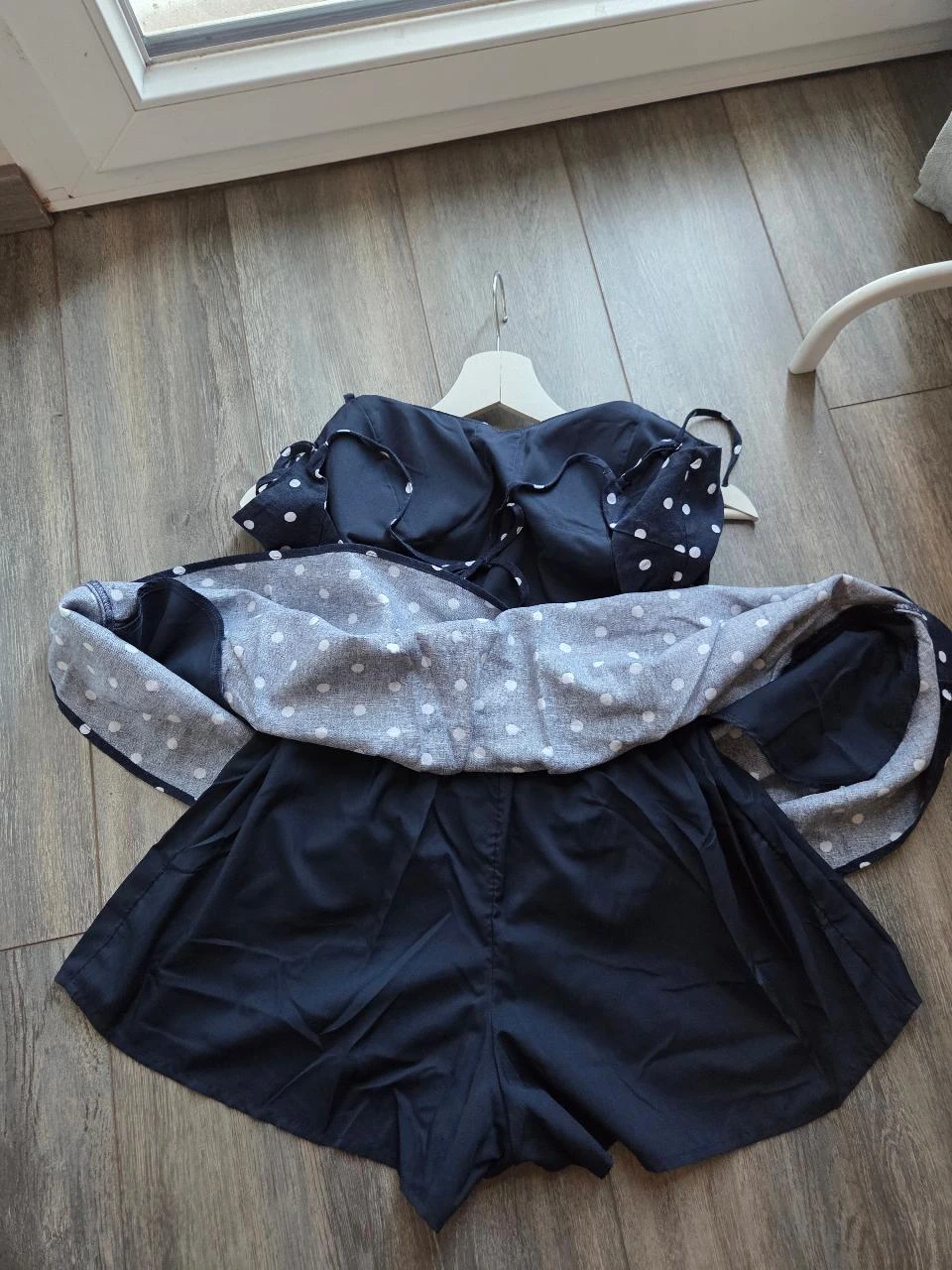 Robecourte Hollister bleu marine à pois blancs • Mélange lin • Taille M – photo 8